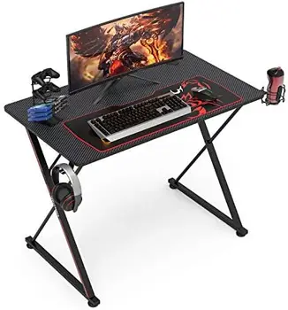 Kockarski stol, računalo stol X-oblika s besplatnim tepih za miša, подстаканником, kuka za slušalice i stalak za kontroler, radno mjesto gamer