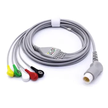 Kompatibilnost za Philips/HP 12Pin MP20/30/VM6 monitor EKG pacijenta kabel jednodijelni 5 igle, žice za EKG kabela s защелкивающимся kraj IEC.TPU