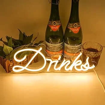 Neonski znak CHUANQI za piće, led za ukrašavanje zidova bara, sa napajanjem iz USB, topla bijela, pogodan za klub zurke ili muško kafić