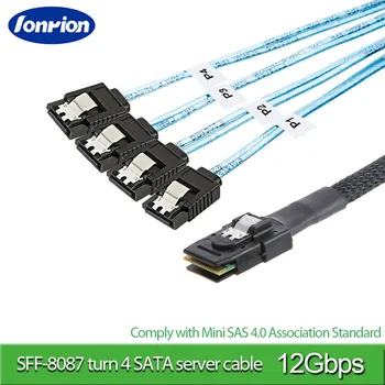 Pretvarač Mini SAS SATA 0,5 M/1 M Mini SAS SFF-8087 Turn 4SATA SAS 36P Turn 4SATA3.0 Kabel za prijenos podataka statičkim diskom (ssd) ravno svrdlo